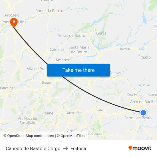 Canedo de Basto e Corgo to Feitosa map