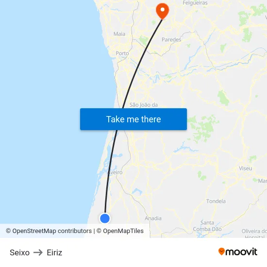 Seixo to Eiriz map