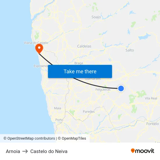 Arnoia to Castelo do Neiva map