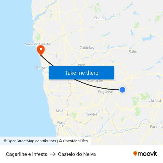 Caçarilhe e Infesta to Castelo do Neiva map