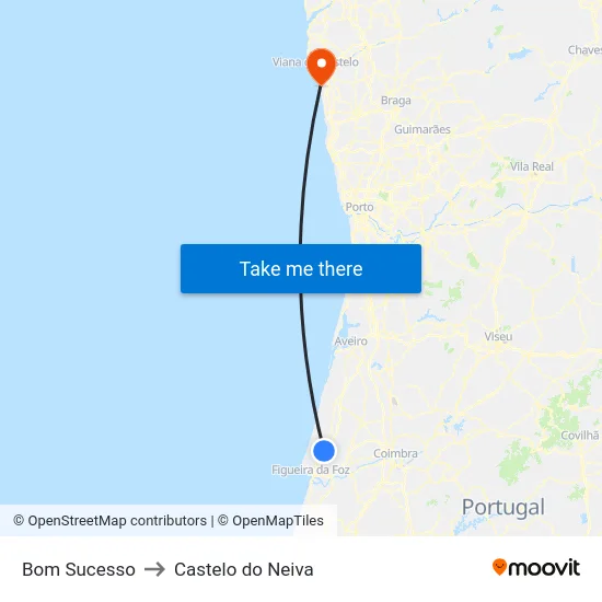 Bom Sucesso to Castelo do Neiva map