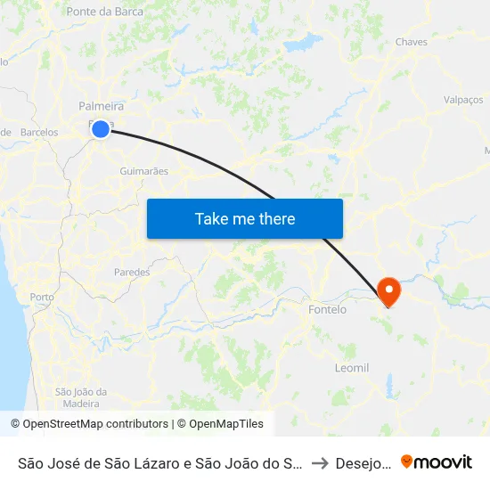 São José de São Lázaro e São João do Souto to Desejosa map