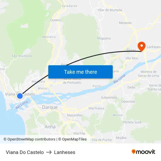 Viana Do Castelo to Lanheses map
