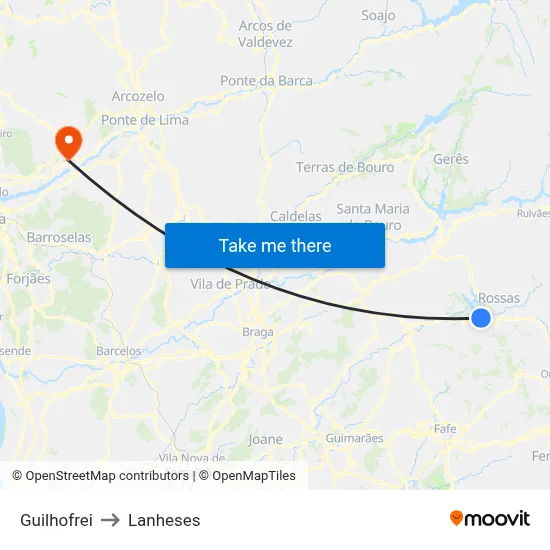 Guilhofrei to Lanheses map