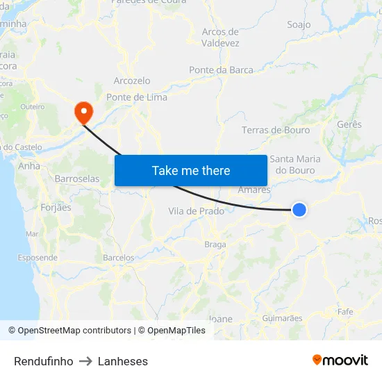Rendufinho to Lanheses map