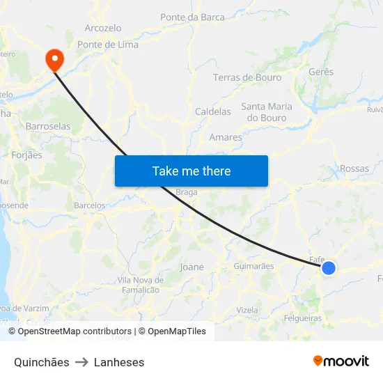 Quinchães to Lanheses map