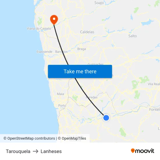 Tarouquela to Lanheses map