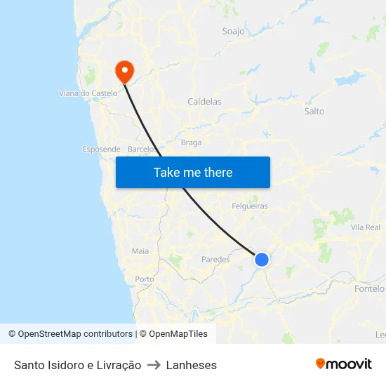 Santo Isidoro e Livração to Lanheses map