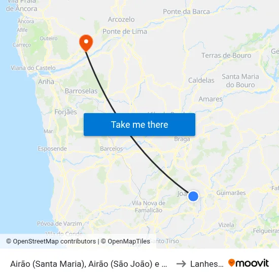 Airão (Santa Maria), Airão (São João) e Vermil to Lanheses map