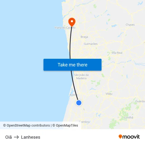 Oiã to Lanheses map
