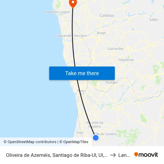 Oliveira de Azeméis, Santiago de Riba-Ul, Ul, Macinhata da Seixa e Madail to Lanheses map