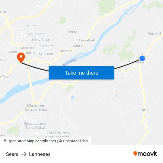 Seara to Lanheses map
