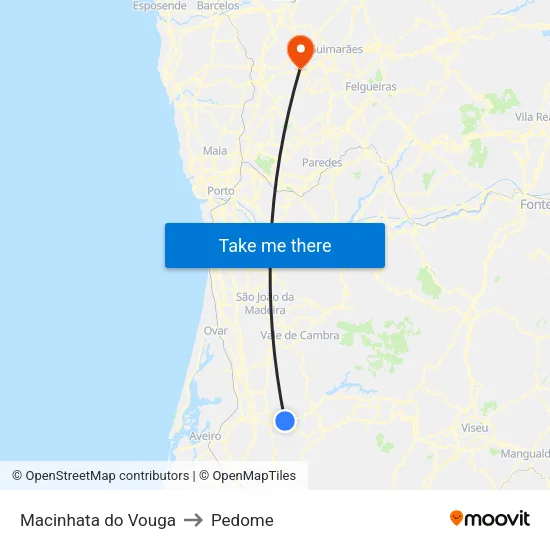 Macinhata do Vouga to Pedome map