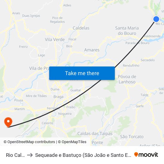 Rio Caldo to Sequeade e Bastuço (São João e Santo Estêvão) map