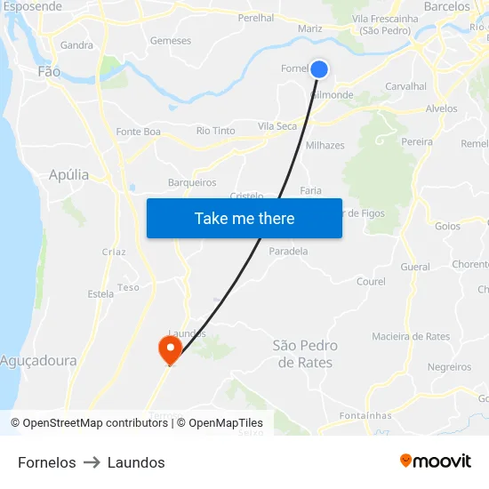 Fornelos to Laundos map