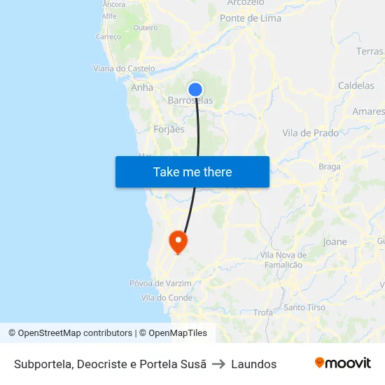 Subportela, Deocriste e Portela Susã to Laundos map