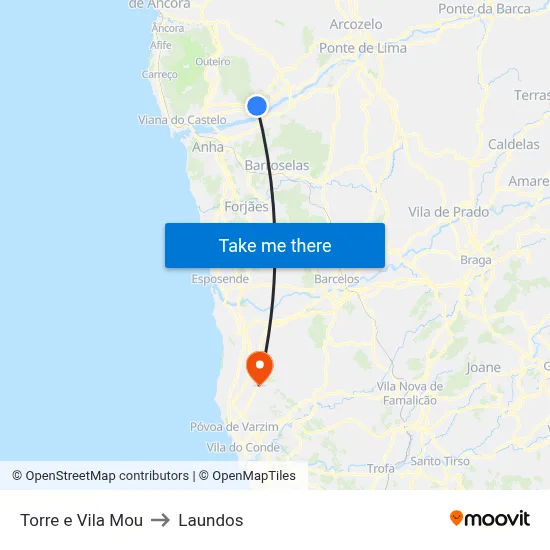 Torre e Vila Mou to Laundos map