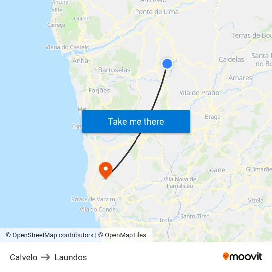 Calvelo to Laundos map