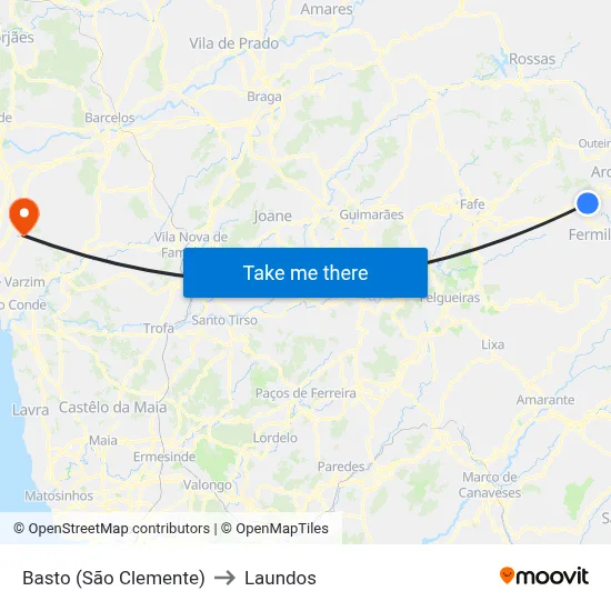 Basto (São Clemente) to Laundos map