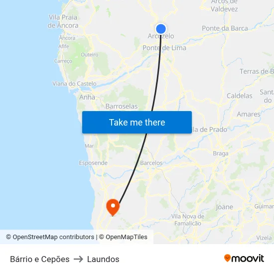 Bárrio e Cepões to Laundos map