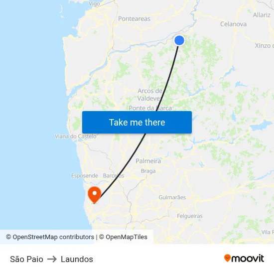 São Paio to Laundos map
