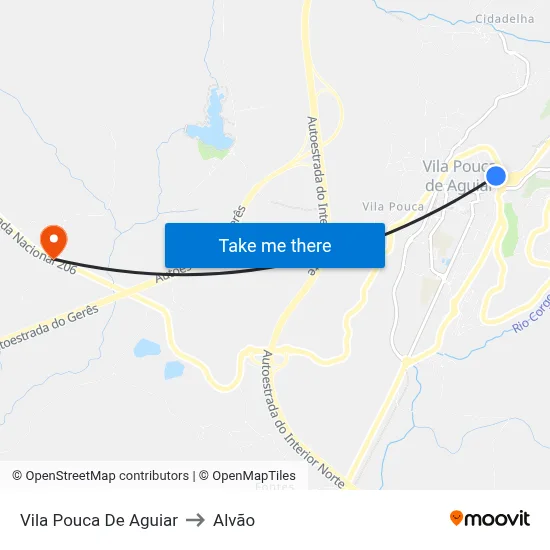 Vila Pouca De Aguiar to Alvão map