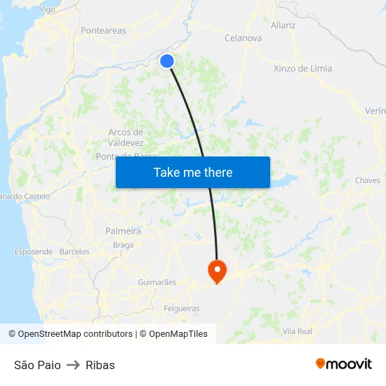 São Paio to Ribas map