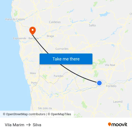 Vila Marim to Silva map