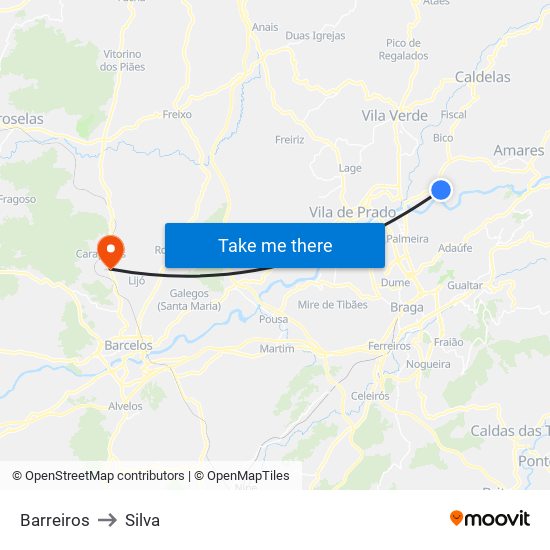 Barreiros to Silva map