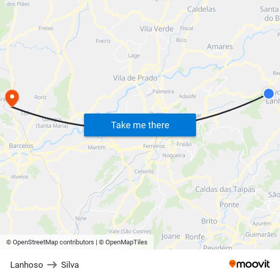 Lanhoso to Silva map