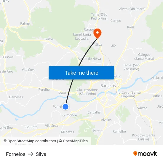 Fornelos to Silva map