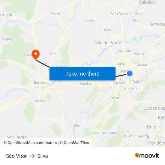 São Vítor to Silva map