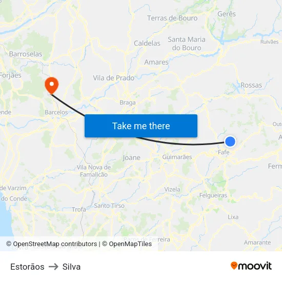 Estorãos to Silva map
