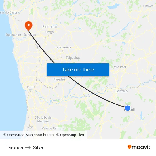 Tarouca to Silva map
