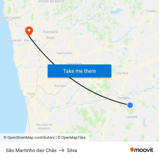 São Martinho das Chãs to Silva map