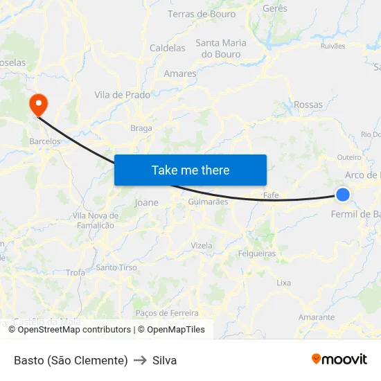 Basto (São Clemente) to Silva map