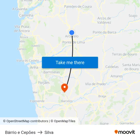 Bárrio e Cepões to Silva map