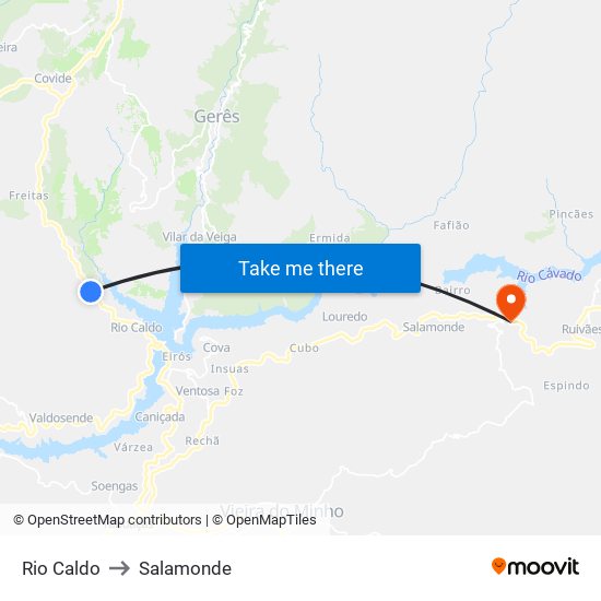 Rio Caldo to Salamonde map