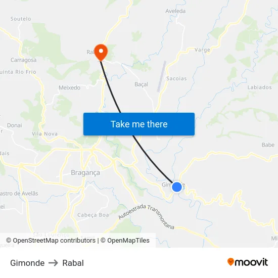 Gimonde to Rabal map