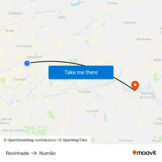 Revinhade to Numão map