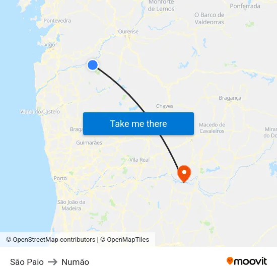 São Paio to Numão map