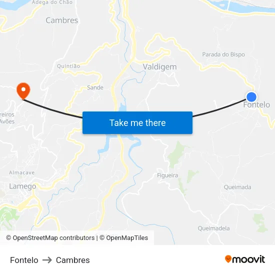 Fontelo to Cambres map