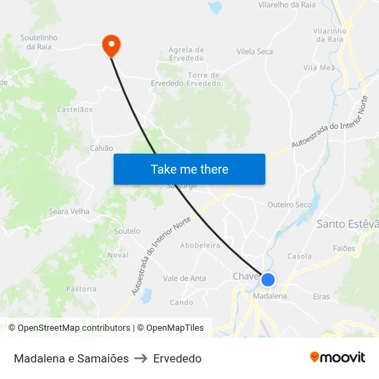 Madalena e Samaiões to Ervededo map