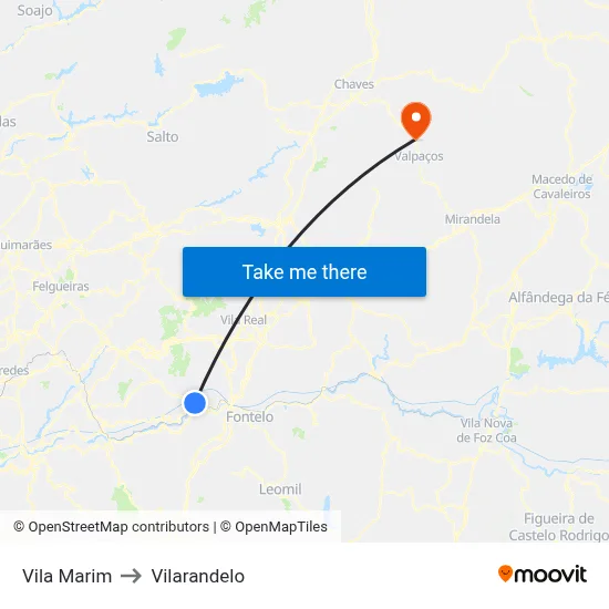 Vila Marim to Vilarandelo map