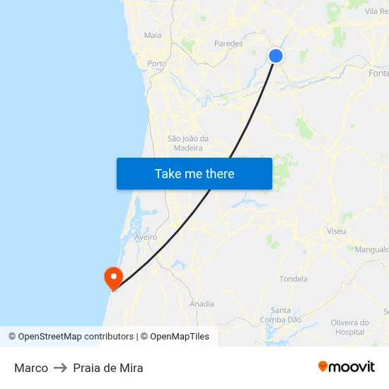 Marco to Praia de Mira map
