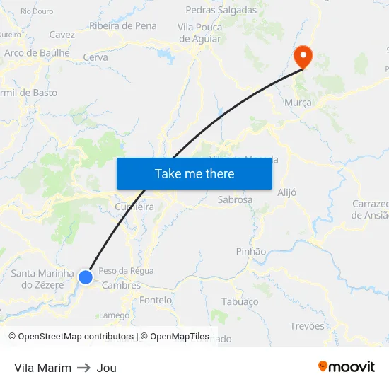 Vila Marim to Jou map