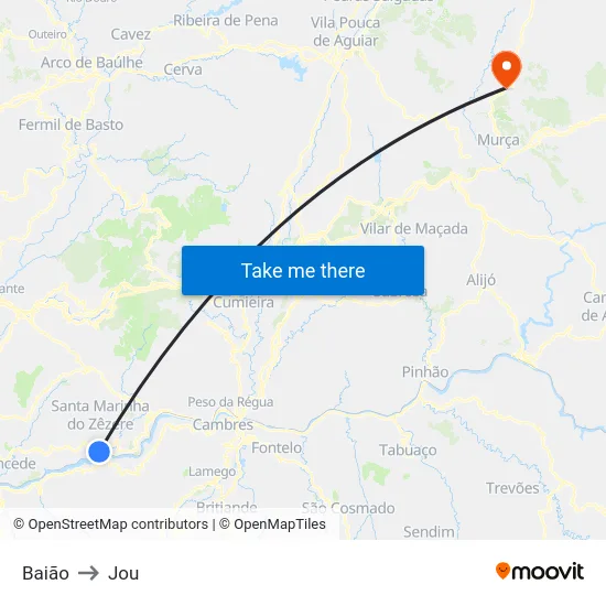 Baião to Jou map