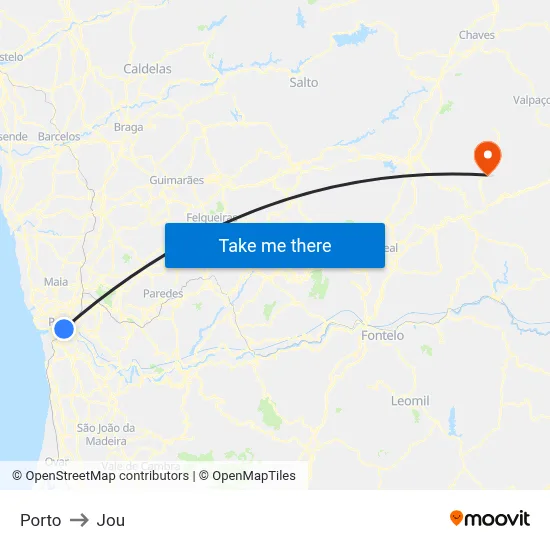 Porto to Jou map