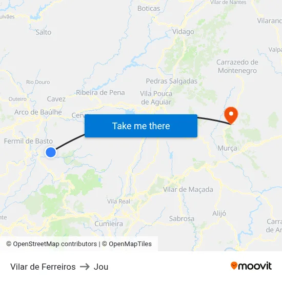 Vilar de Ferreiros to Jou map