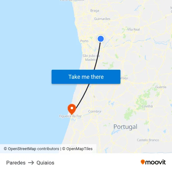 Paredes to Quiaios map